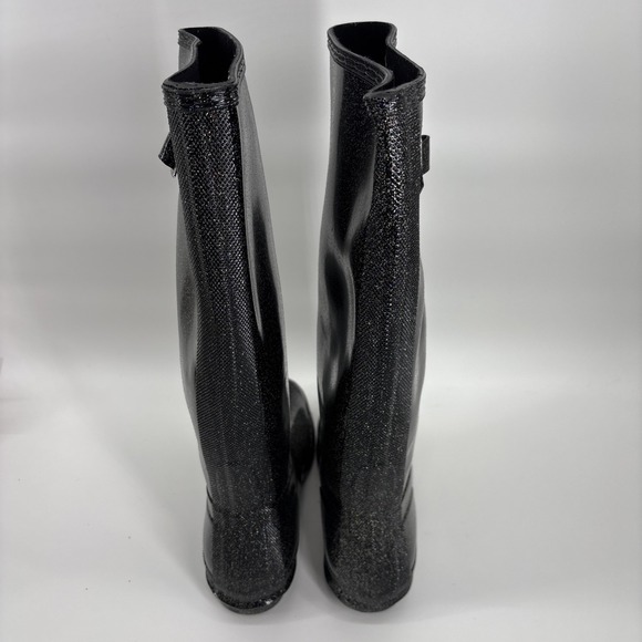 HUNTER Wellies Rainboots Original Tall Glitter Starcloud Women's Size 9 Black - Picture 5 of 15